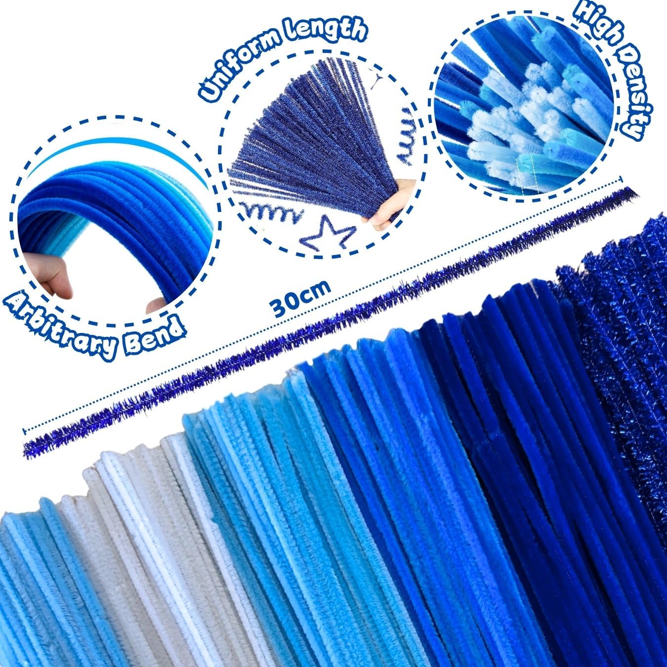 Amazon.com: 200 PCS 6 Colors Blue Pipe Cleaners Chenille Stems