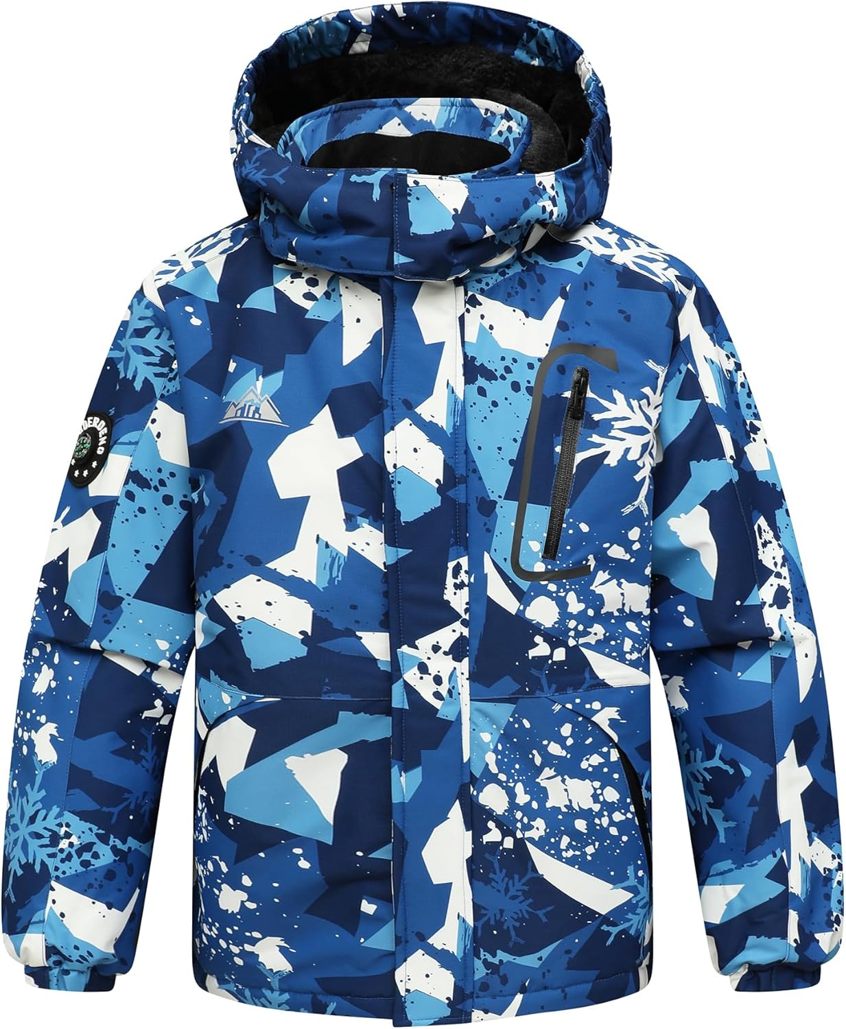 MOERDENG Kid's Ski Jacket Waterproof Winter Coat Boy's and Girl's Fleece Snowboarding Jackets with Detachable Hood