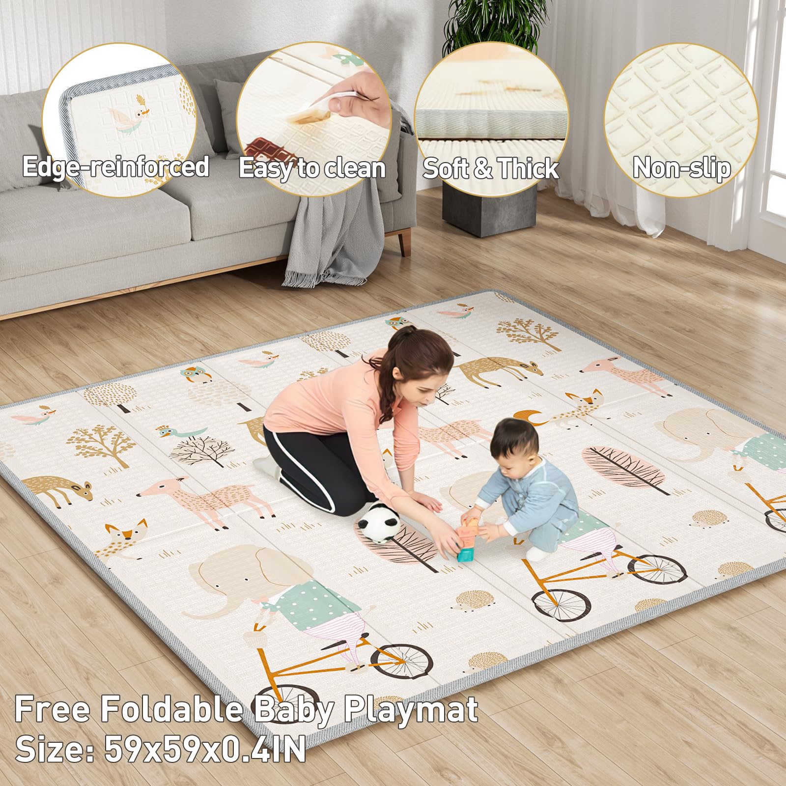Mloong 150x150x68cm Box Bambini con Materassino, Recinto per Bambini, Box Neonato con Morbida Imbottitura, Recinto Neonato con Rete Traspirante Sui Quattro Lati e Ventose