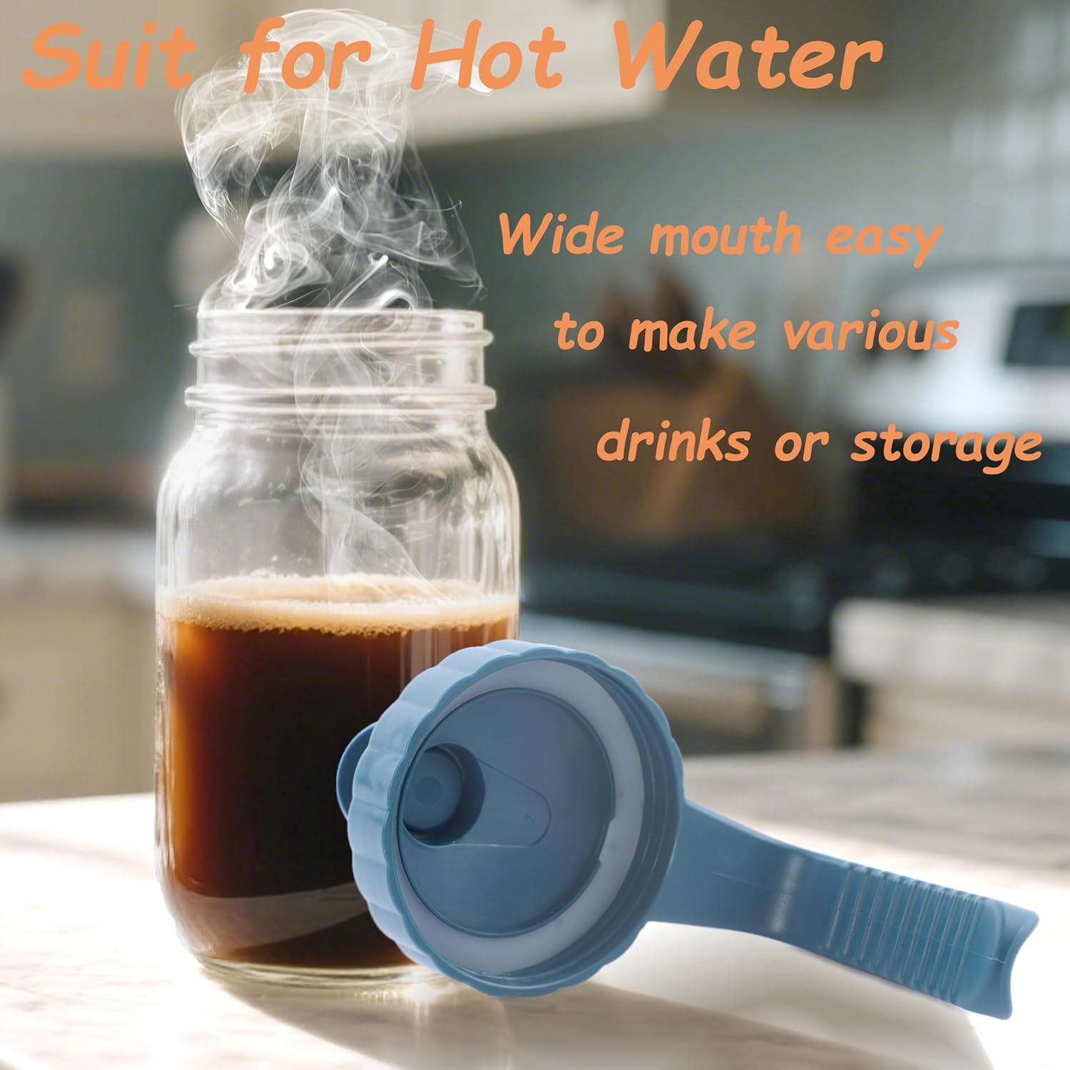 Mason Jar Pitcher 2 Quart With Pour Spout Lids 64 OZ Wide Mouth Water Pitcher Airtight And Leakproof Glass Carafe With Handle And Flip Cap For Milk, Iced Tea, Cold Brew Coffee, Juice, Infused Water - Image 8