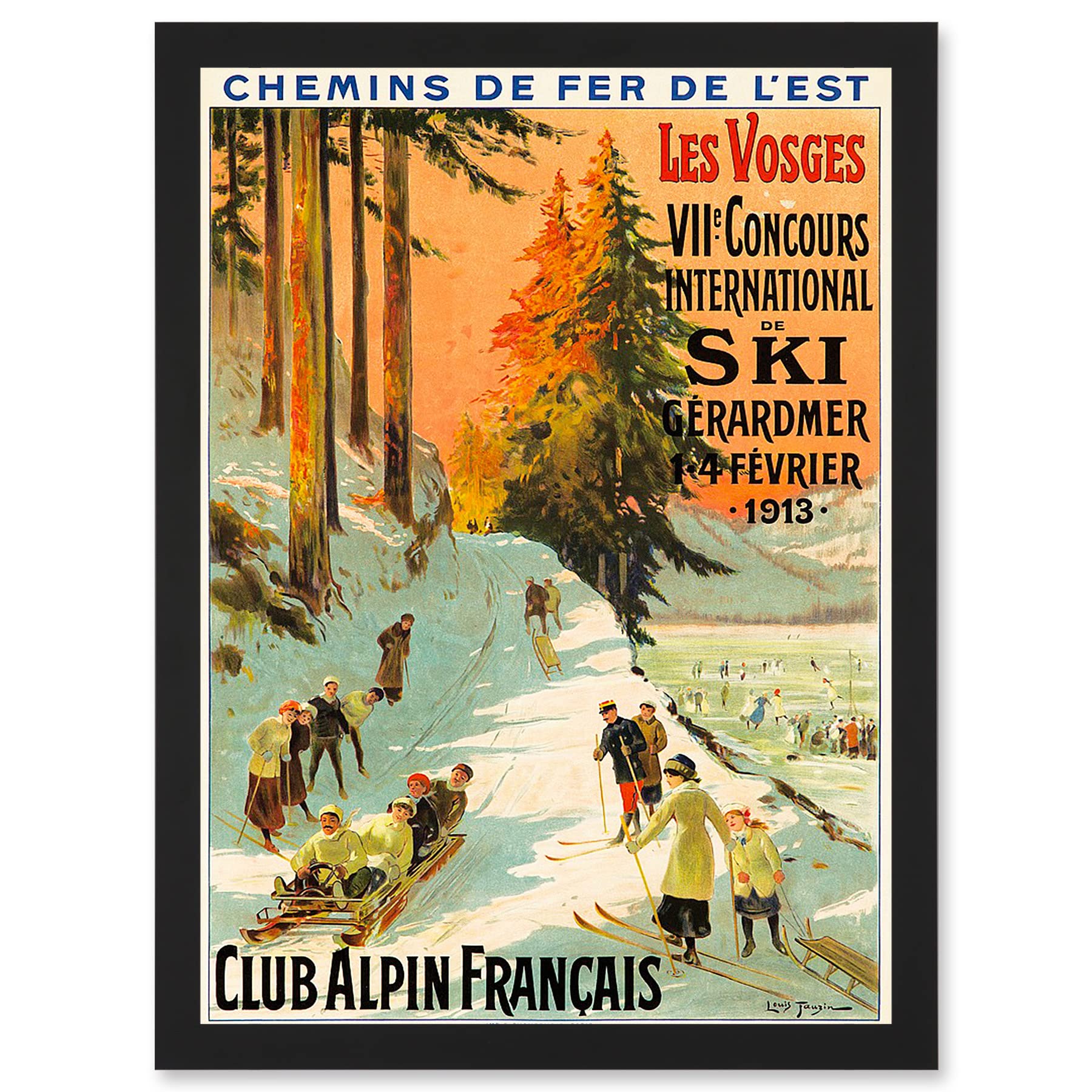 Artery8 Advert Ski Contest Vosges France Alpine Club Winter Sport A4 Artwork Framed Wall Art Print
