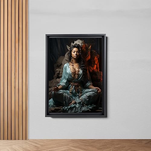 Miniatura 4 de Yoga Wall Art, Canvas Prints Yoga Meditation Studio Room Decorations Tie Dye Hippie Psychedelic Poster with Frame Meditating Peace Wall Art Hanging