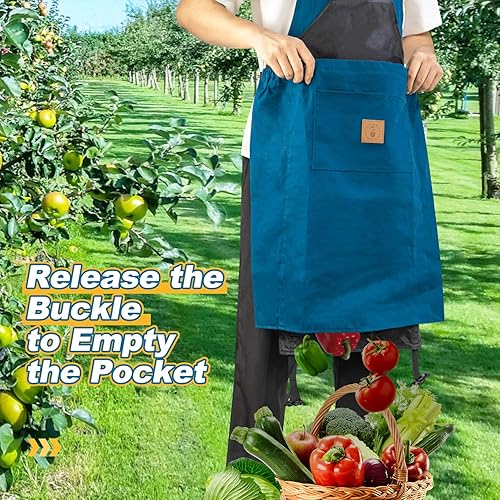 Miniatura 7 de Berry&Bird Delantal de lona de jardinería con bolsillos Delantales de herramientas Cuello ajustable, Beige