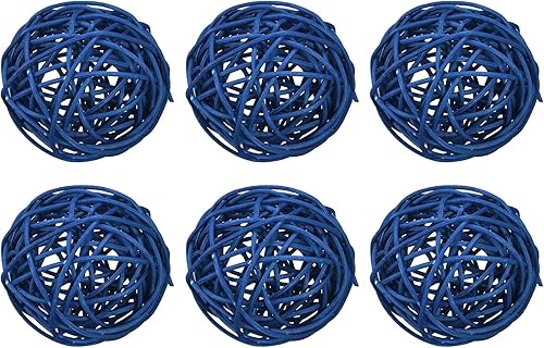 MECCANIXITY 6 bolas decorativas de ratán de mimbre de 3.2 pulgadas, rellenos de jarrón para bodas, fiestas, centros de mesa, cuencos para decoración