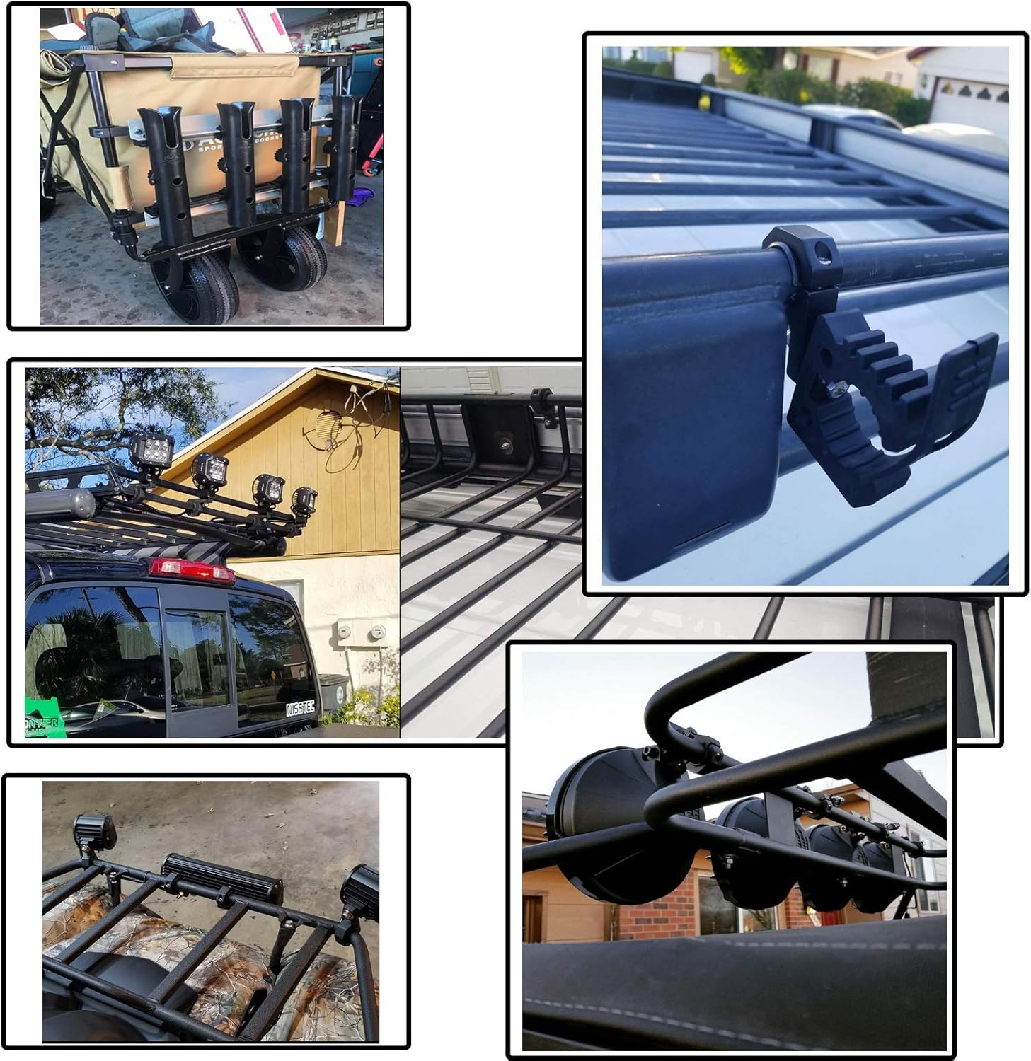 Tube Clamps - Pack of 4,Horizontal Bar Clamp 1.625 inch,1.75 inch,1.875 inch,2.0 inch,Roll Bar Clamp for LED Light Bar,Cube Lights,ATVs Whips (1.625~2.0" Clamps)
