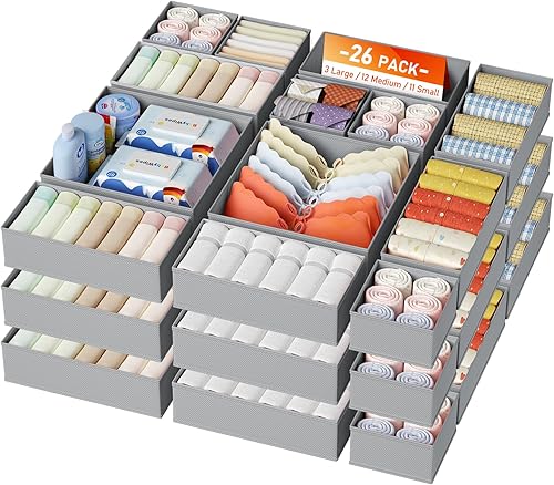 Miniatura 13 de DIMJ Contenedores organizadores de cajones de armario para bebé, paquete de 10, beige Beige,Negro,Gris