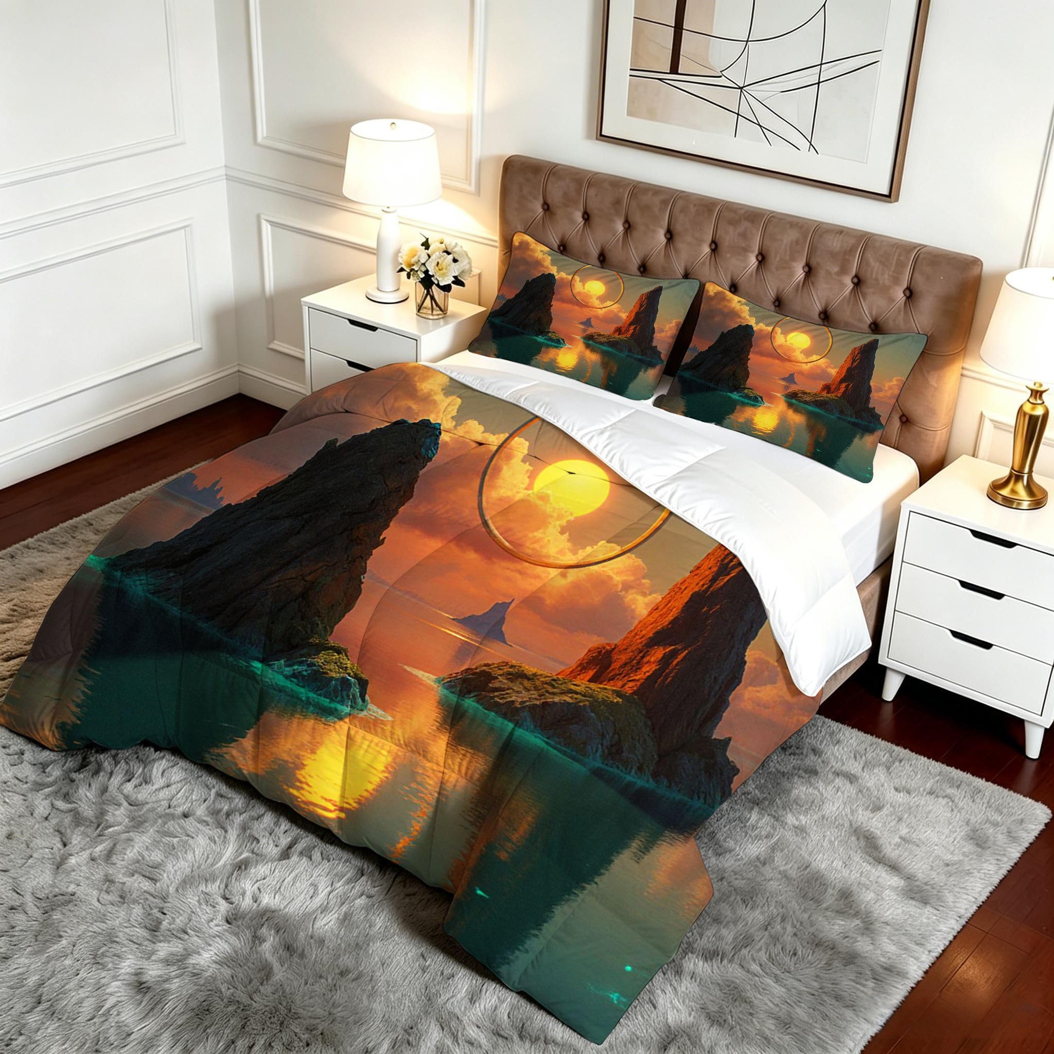 Edredón Cama 180, 240x260 cm, Niño con Sol Amarillo, DQ558