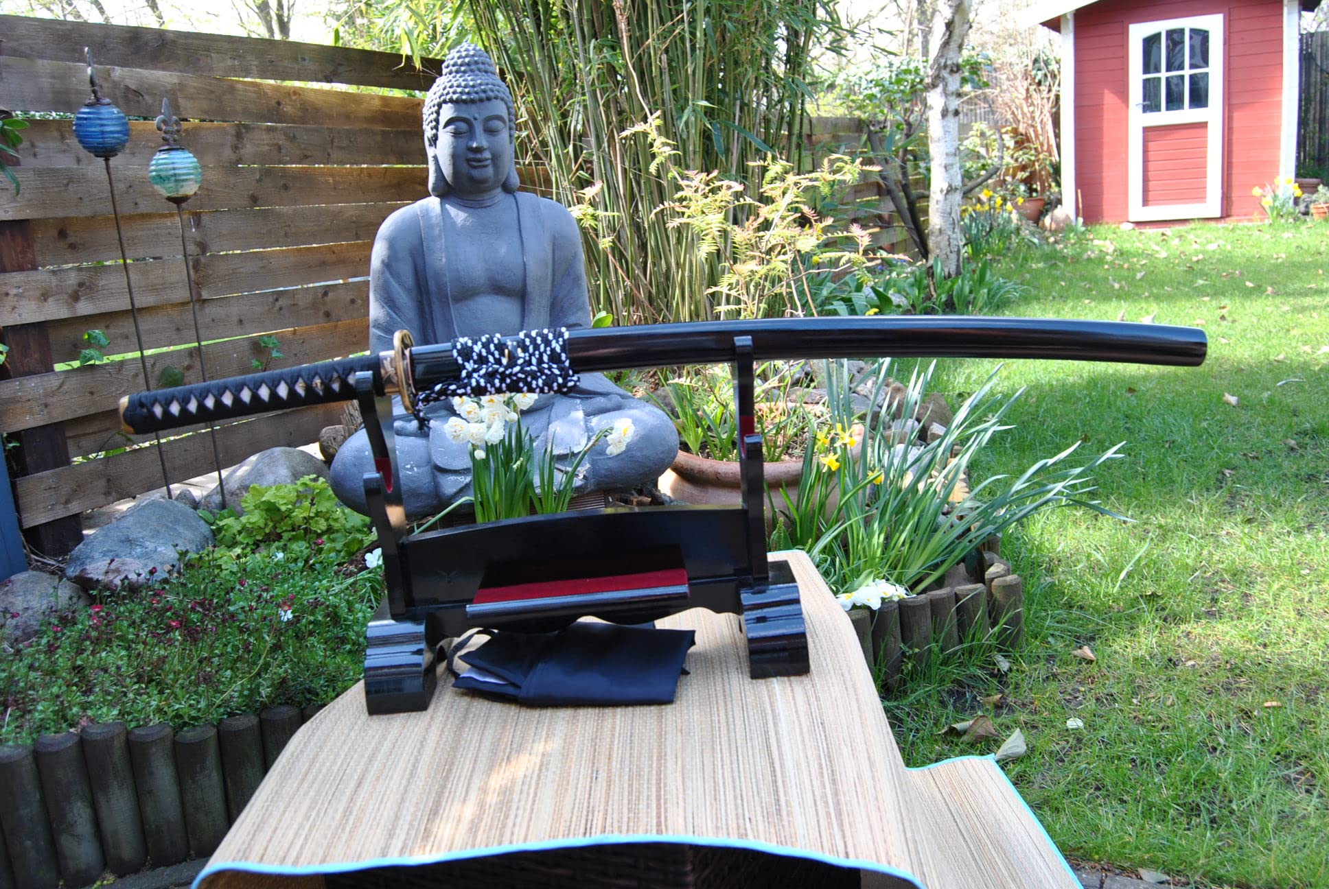 Samurai Oriole Katana Schwerter - scharf, echt & handgeschmiedet - gefaltetes Katana Schwert ohne Ständer - echtes Japanisches Samurai Sword aus Kohlenstoffstahl - Japan Deko Katanas
