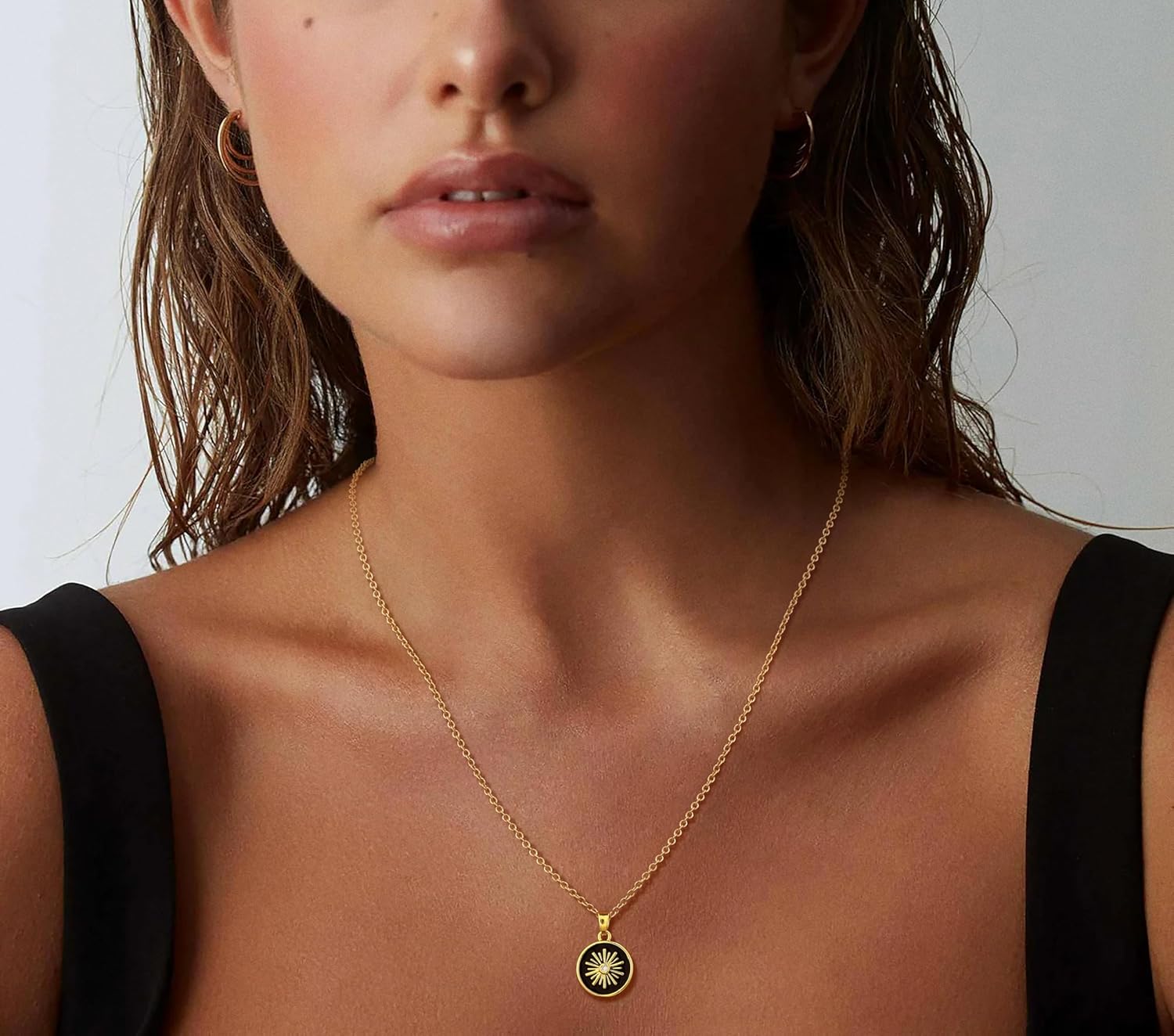 Black Necklaces for Women Trendy, Dainty Black Pendant Necklace Sun CZ Black Necklace Stackable Non Tarnish Simple Womens Necklaces Jewelry for Women Gifts - Image 4