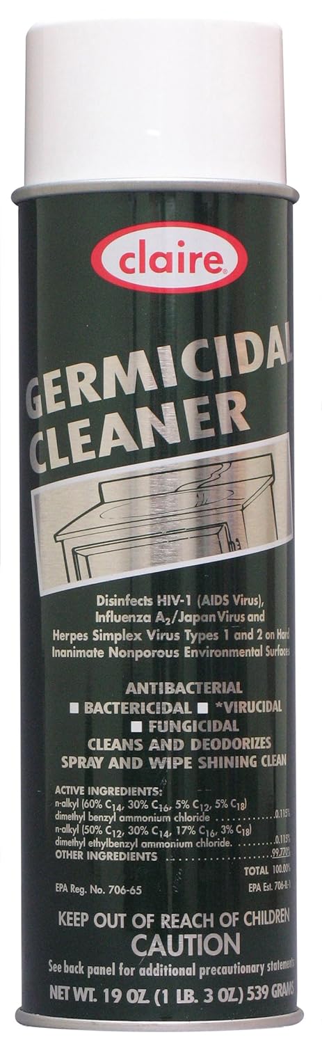 Claire C-873 19 Oz. Germicidal Cleaner Aerosol Can (Case of 12)