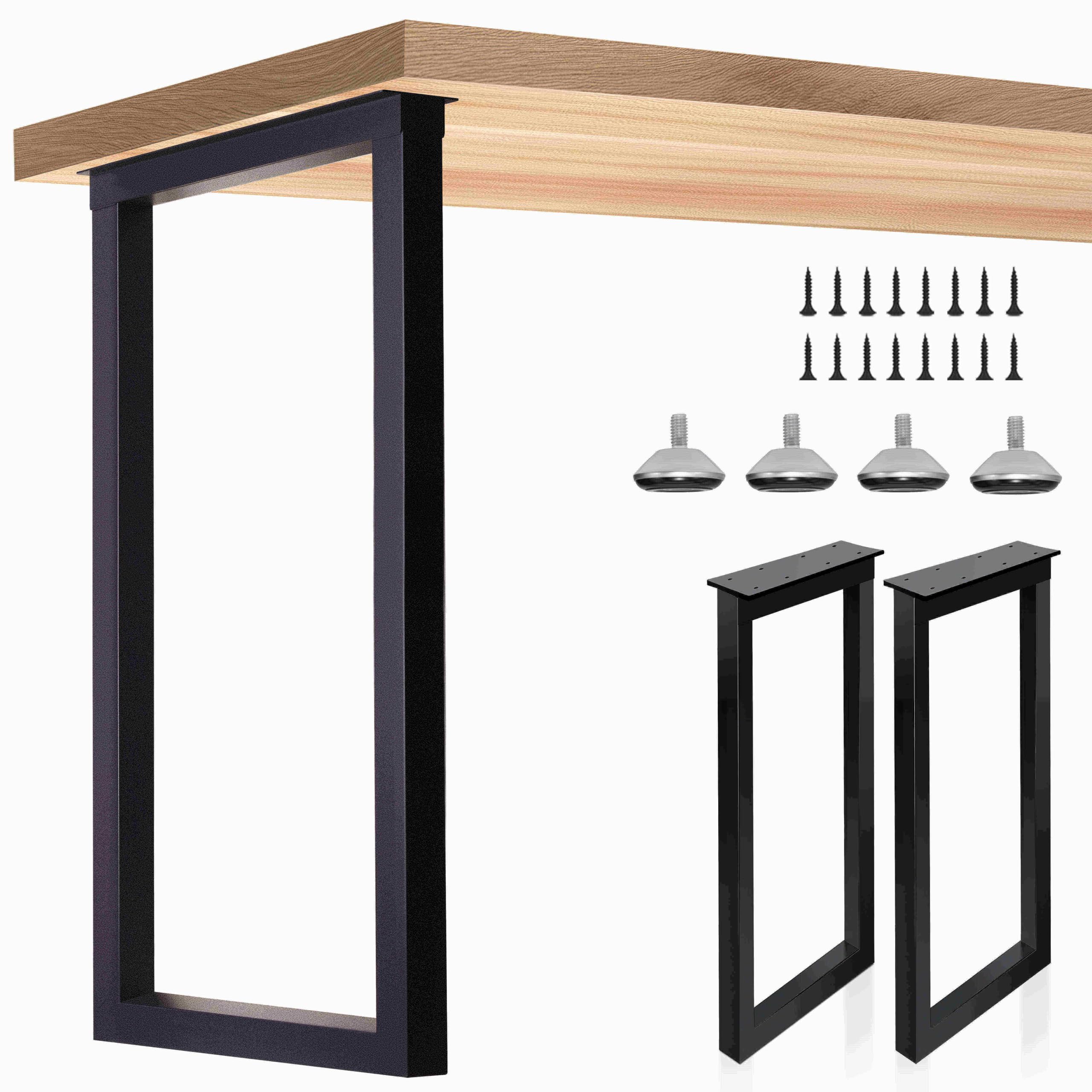 CFWLQD Bar Table Legs 40 Inch Metal Desk Legs, Heavy Duty Industrial Steel Dinning Table Feet, Kitchen Table Base, Adjustable Feet Included (Black)