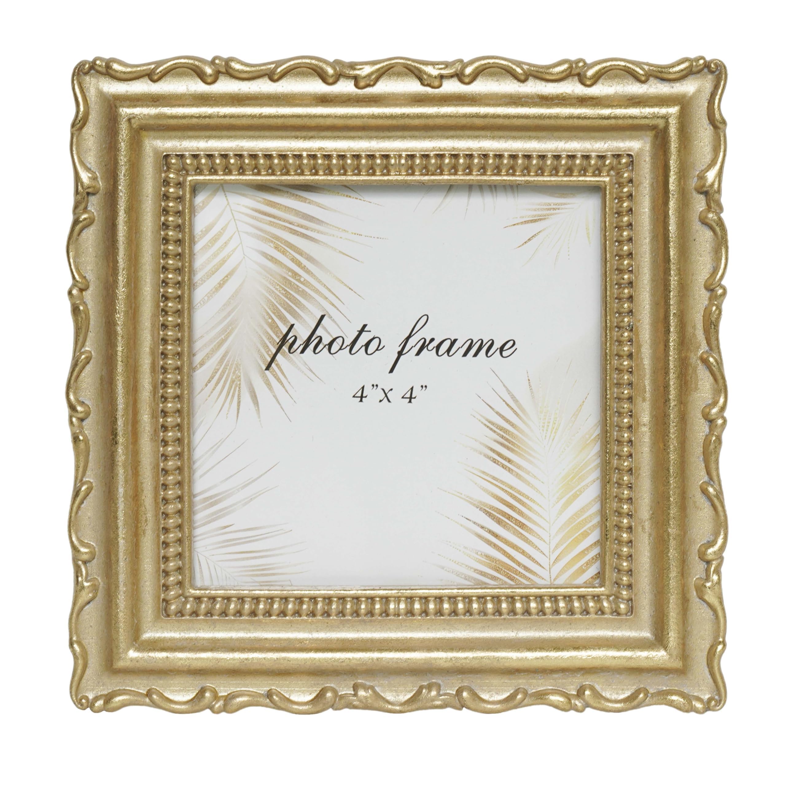 LIMOR 4x4 Vintage Picture Frame, Gold Antique Ornate Picture Frame, Victorian Retro Decorative Photo Frames for Tabletop & Wall, Baroque Home Decor Frames, gift ideas