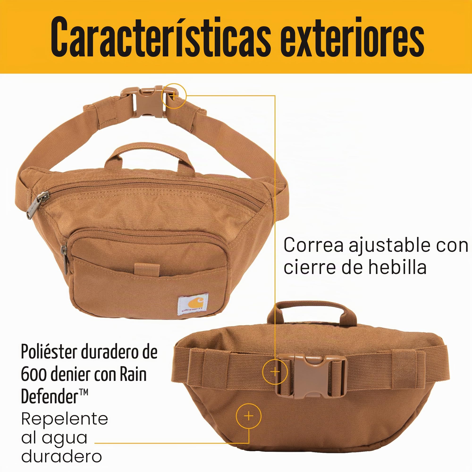 Carhartt - Riñonera Ajustable, Resistente y Resistente al Agua