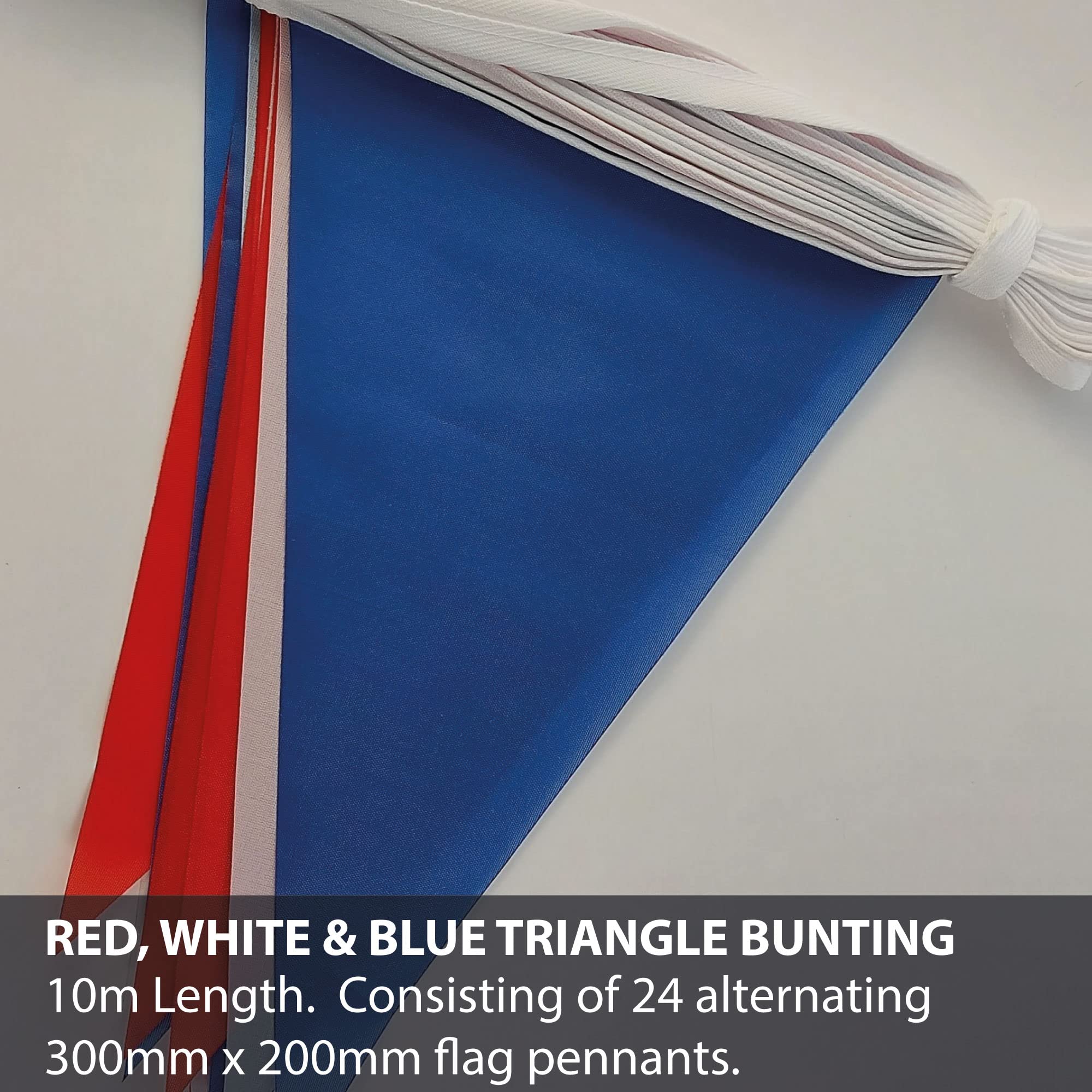 Red, White & Blue Triangle Bunting 10m/30ft Polyester Flag Garland Coronation Party - Image 2
