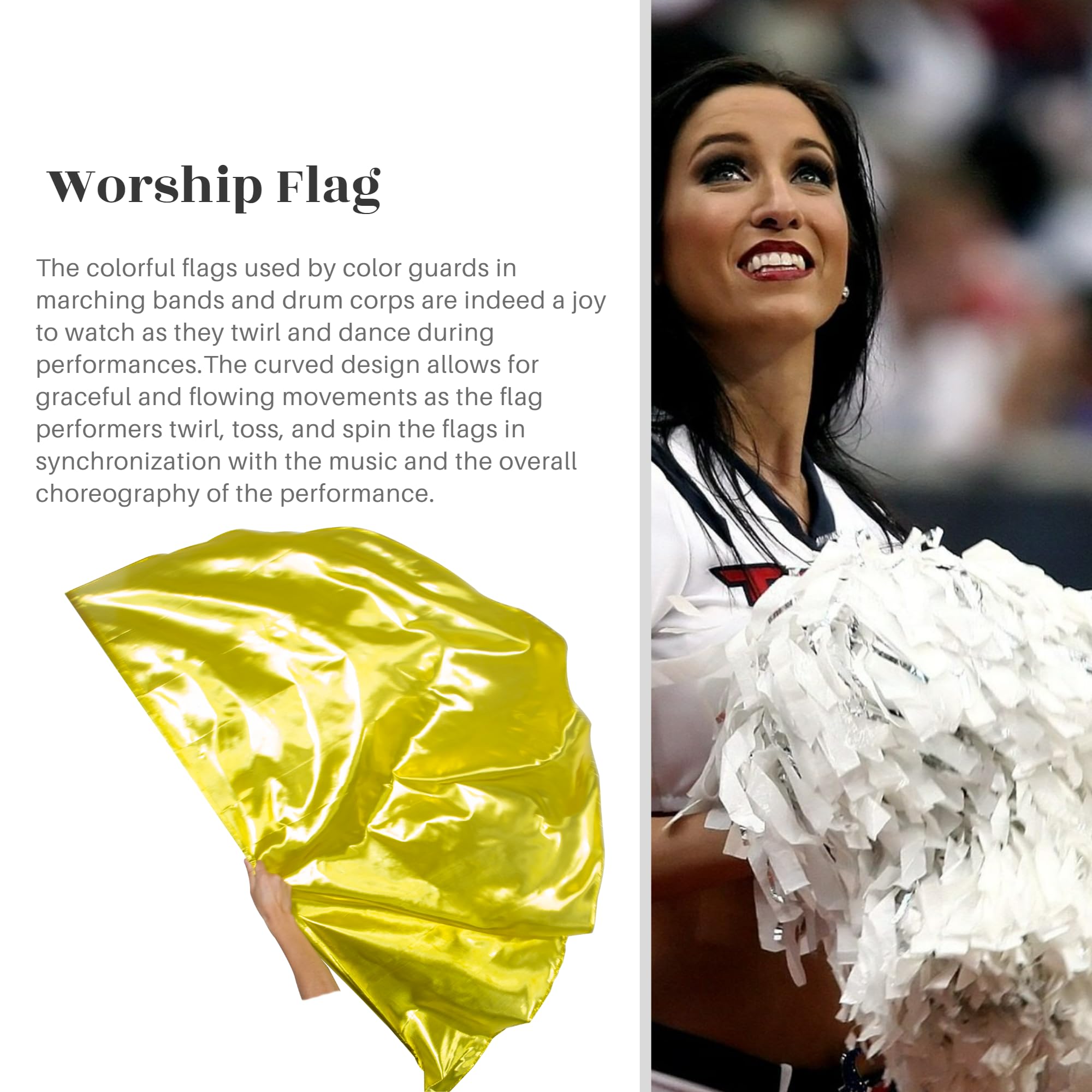 Anbetungsflagge Aus Polyester – 127 Cm, Mit Flexibler Stange, Silber, Für Tanz Und Lobpreis