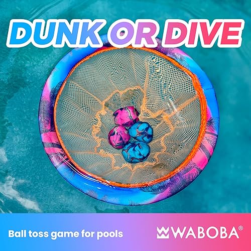 Miniatura 2 de Waboba Juego de lanzamiento de juguete para piscina para dunk o buceo, red de anillo flotante y juego de pelota de buceo, para piscinas, juguetes de