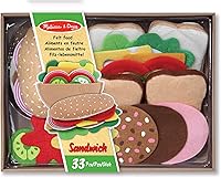 Melissa & Doug Felt Food Sandwich Set - 33-Piece Pretend Play Food for Kids 3-7, Educational Toy Gift