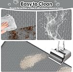 Tapis de litière pour litière en silicone Cat 101x71cm Grand tapis de chat, gris foncé , imperméable, antidérapant, tapis de rug avec lèvre, facile à nettoyer, extra grand tapis de prise pour plancher, Bartuke