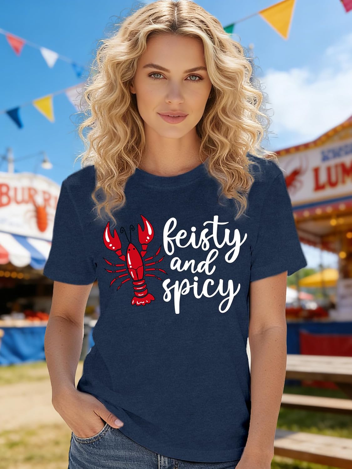 Crawfish Shirt for Women Red Lobster Tshirts Feisty and Spicy Tee Tops - Image 4