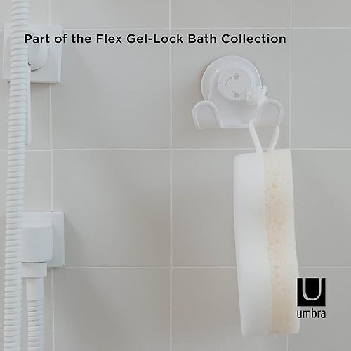 Miniatura 3 de Umbra Flex Accesorios de almacenamiento para ducha con tecnología patentada Gel-Lock ventosa, 2.3 x 3.1 x 2.4 in, color blanco (paquete de 2)