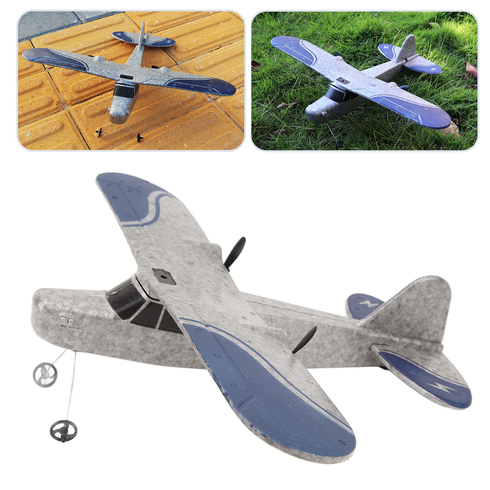 Pssopp RC Aereo, Doppio Canale RC Aliante RC Aereo 2.4Ghz Per Parco Giochi (Tripla Batteria)