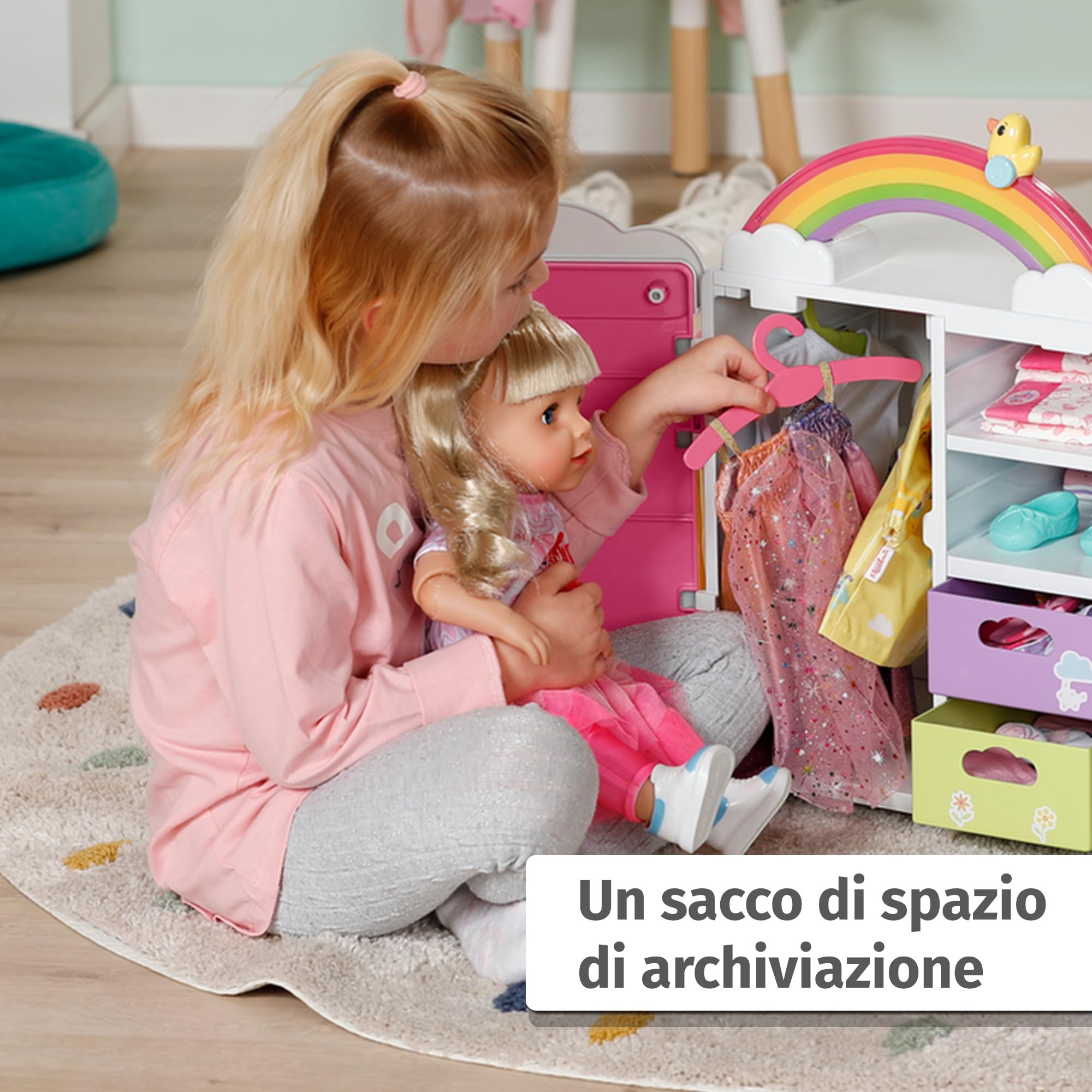 BABY born Armadio arcobaleno con luci e suoni | Luci e suoni, ripiani per scarpe, grucce e adesivi