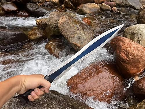 Miniatura 4 de Espada medieval con hoja de acero azul y funda de cuero, 24 pulgadas