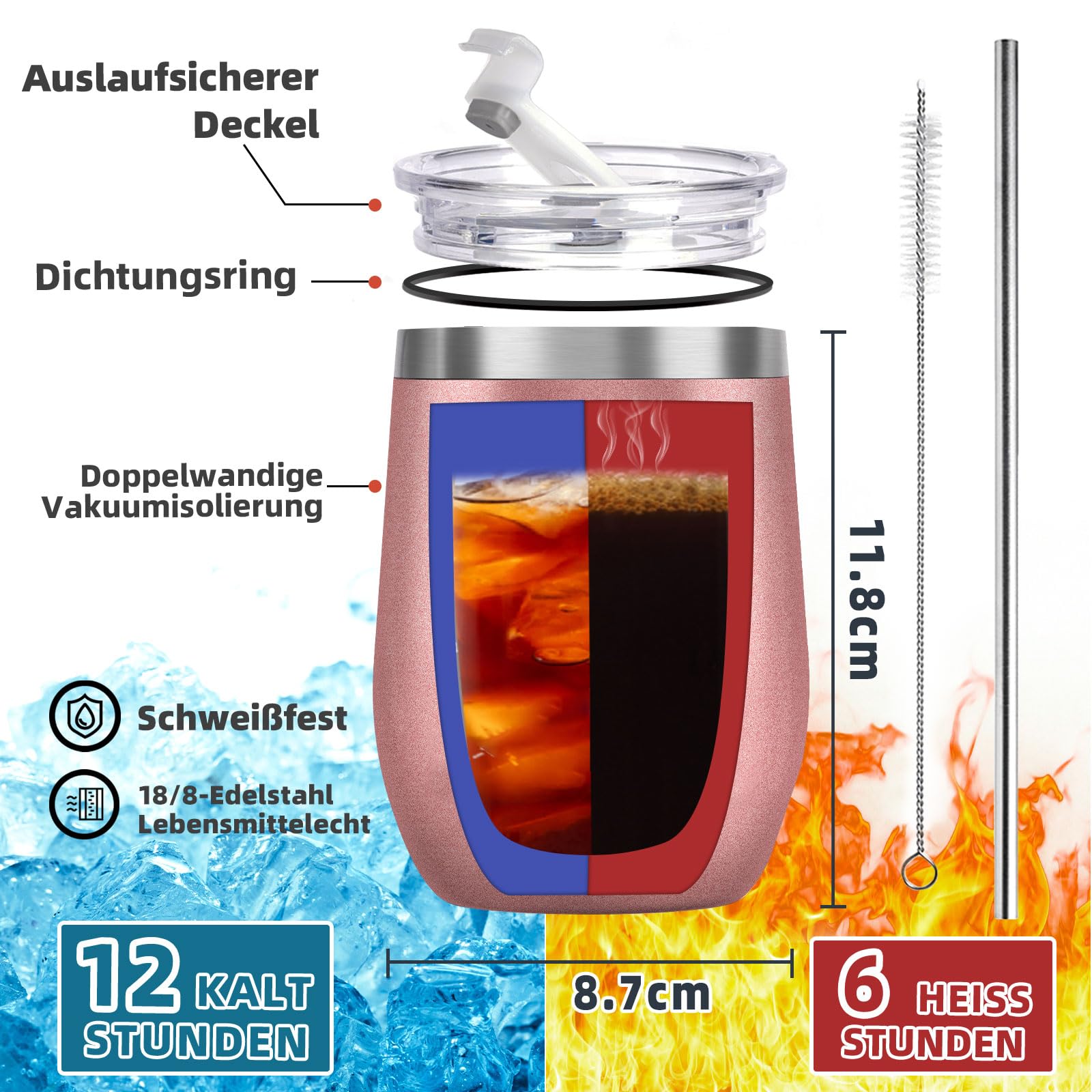 Grogife Set of 2 Eierförmiger Rainbow Thermobecher + D2 Küchenmesser, Geschenk für Männer