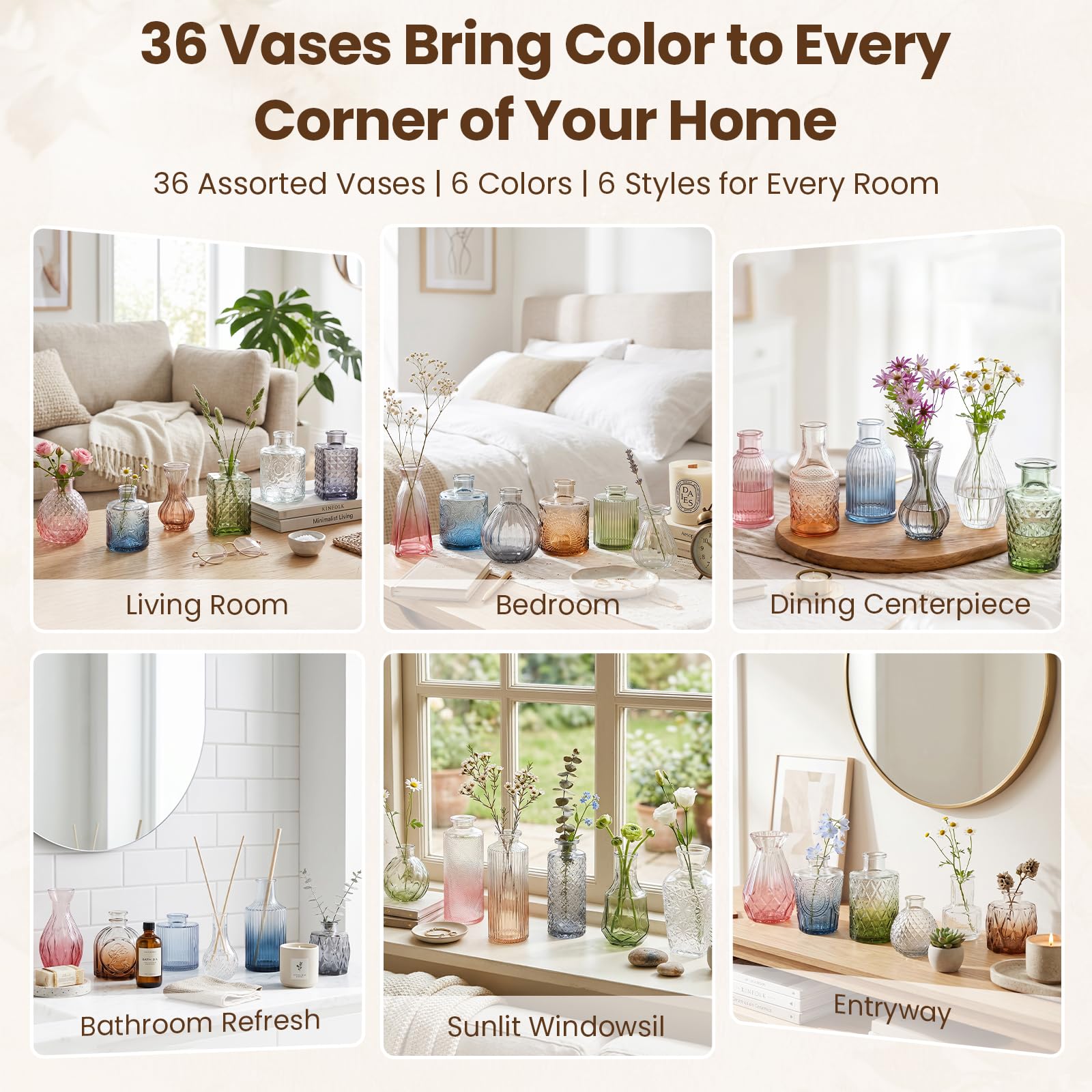 36 Glass Bud Vases - Colorful Gradient Set -5 36 Glass Bud Vases - Colorful Gradient Set -5