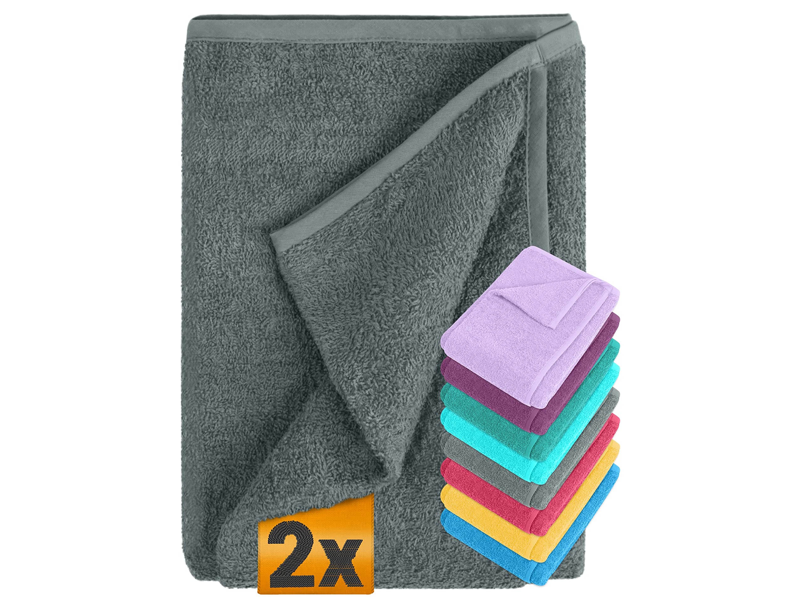 npluseins Juego de 2 Funda Tumbona Jardin, 70x200 cm, Tejido Rizo de 100% algodón, Toalla Tumbona con diseño Sencillo, 1593.2317 - Gris