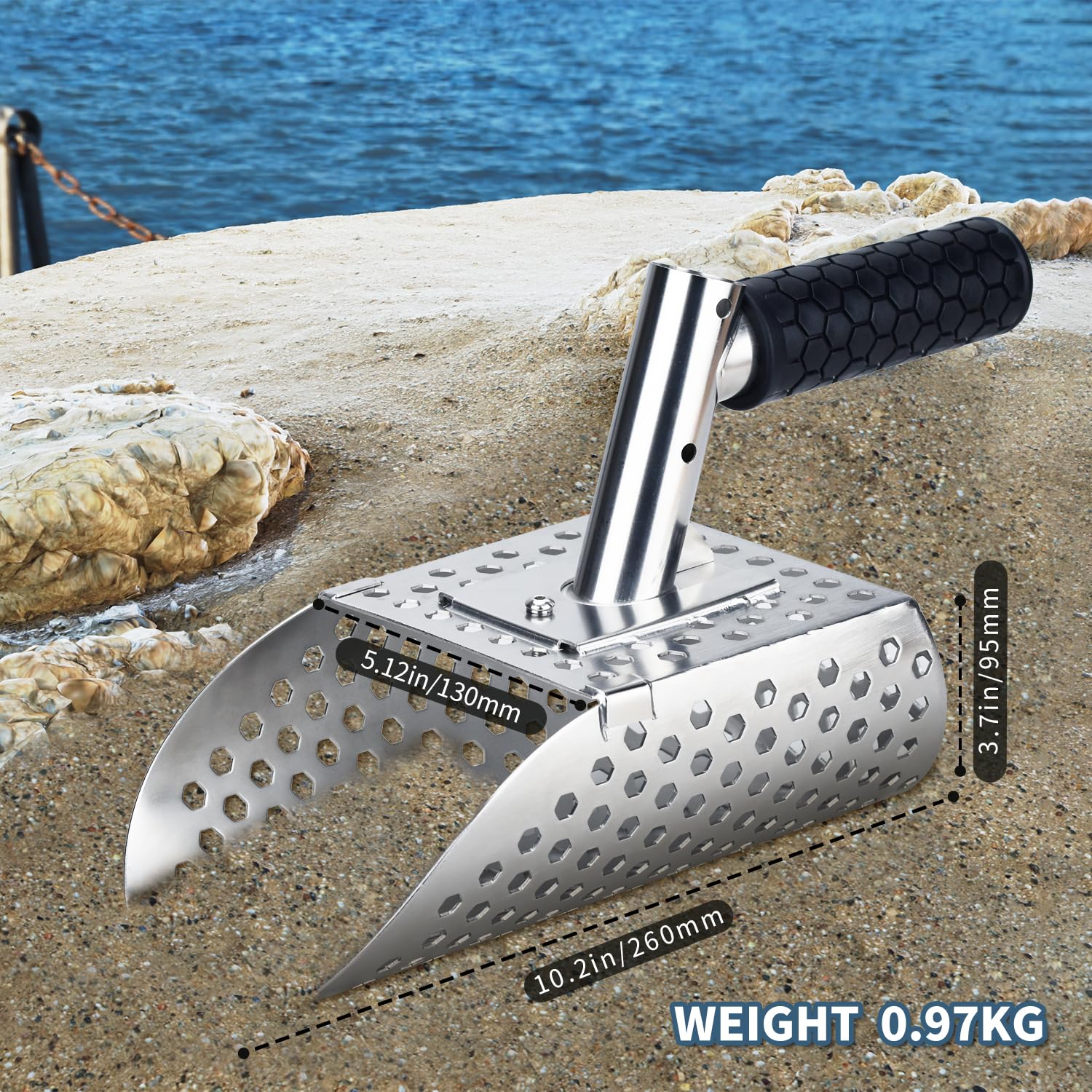 Pelle à Sable pour Détection de Métaux en Acier Inoxydable, Poignée Antidérapante, Outil Indispensable pour la Chasse au Trésor et la Détection