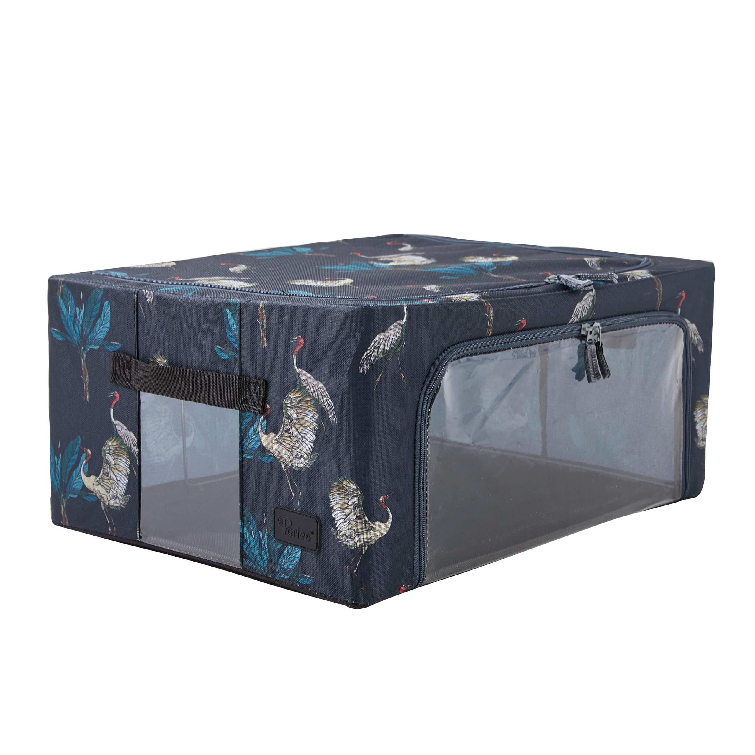 Periea ‘Beau’ Folding Collapsible Stackable Fabric Home Storage Boxes with Steel Frames (Black Grey Floral, Large) — view 34