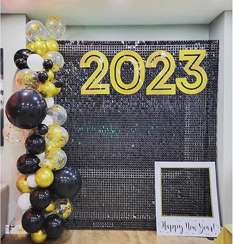 Miniatura 5 de Telón de fondo de pared brillante con lentejuelas, telón de fondo negro para Halloween, 24 paquetes de fondo brillante con purpurina para despedidas