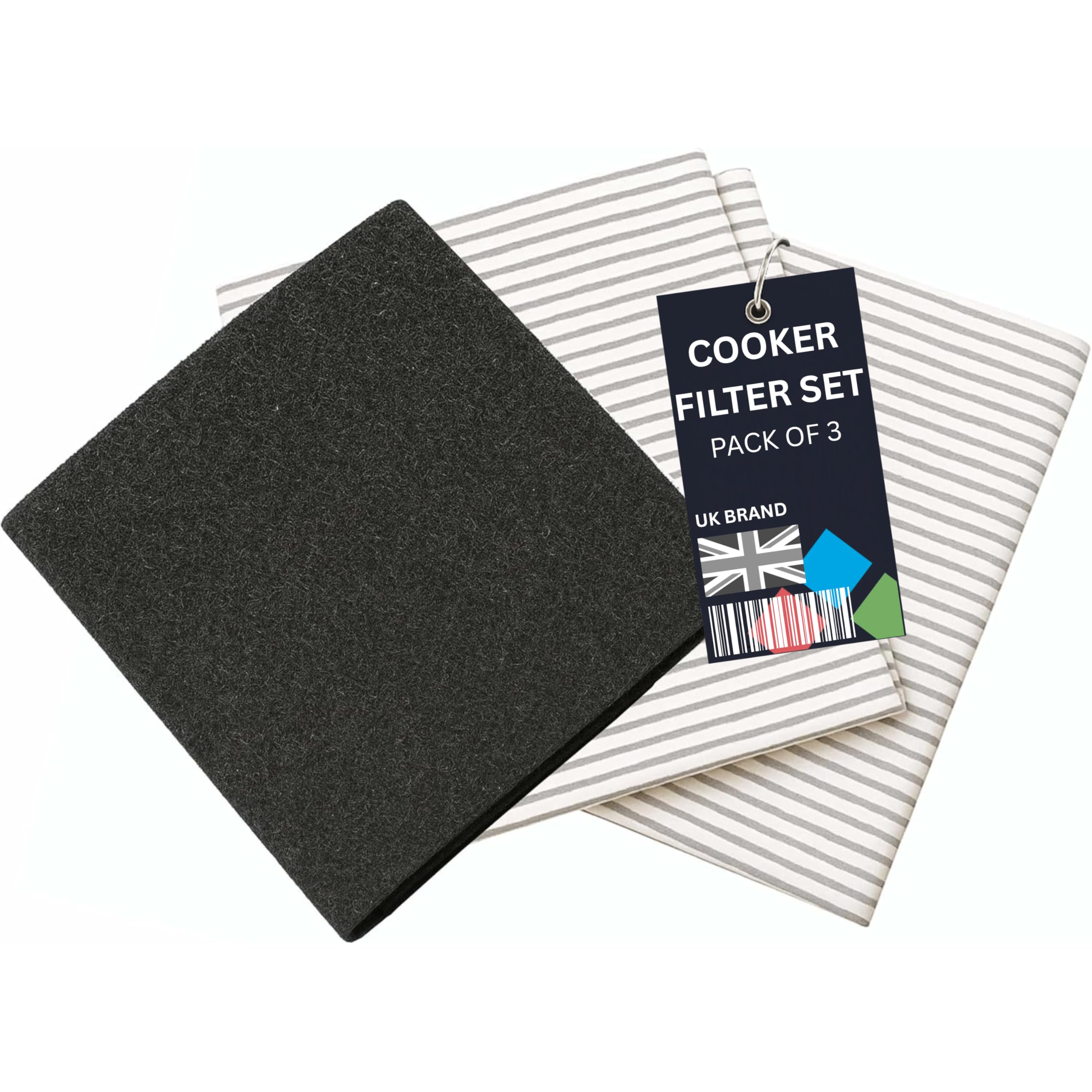 Grease and Carbon Cooker Hood Filters, Pack of 3, Cut to Size, Vent Filters for All Cooker Hoods & Extractor Fans, Universal Cooker Hood Fan Filters, Kitchen Extractor