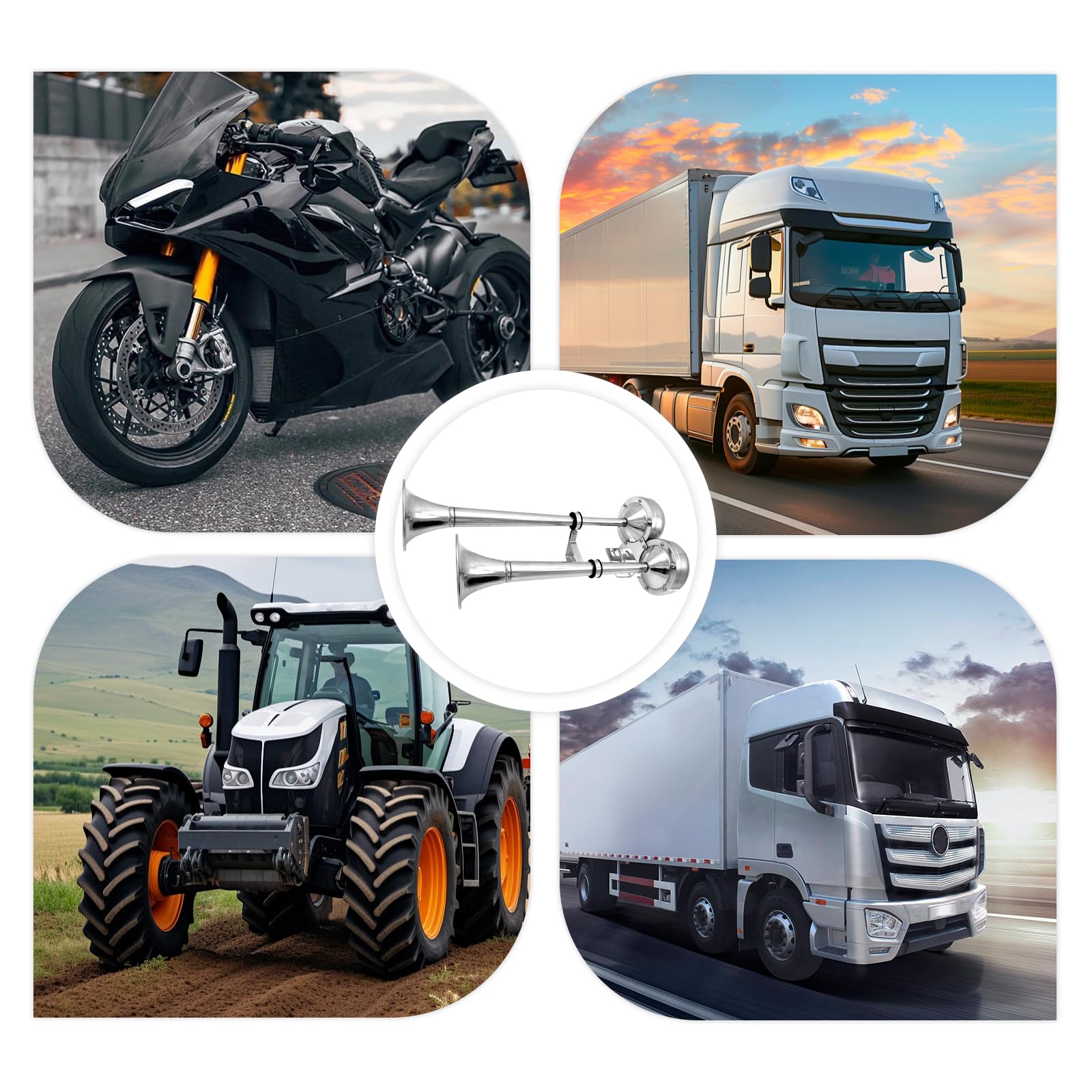 Clacson ad Aria Compressa per Camion 12V, Trombe Auto 120 dB, 105 mm di Diametro, per Barche, Yacht, Camion, SUV, Camper