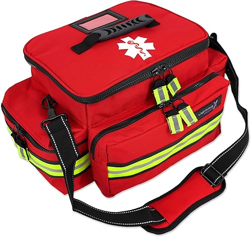 Lightning X Bolsa EMT de primera respuesta mediana  LXMB25  con correa reflectante para el hombro y compartimentos con cremallera para primeros