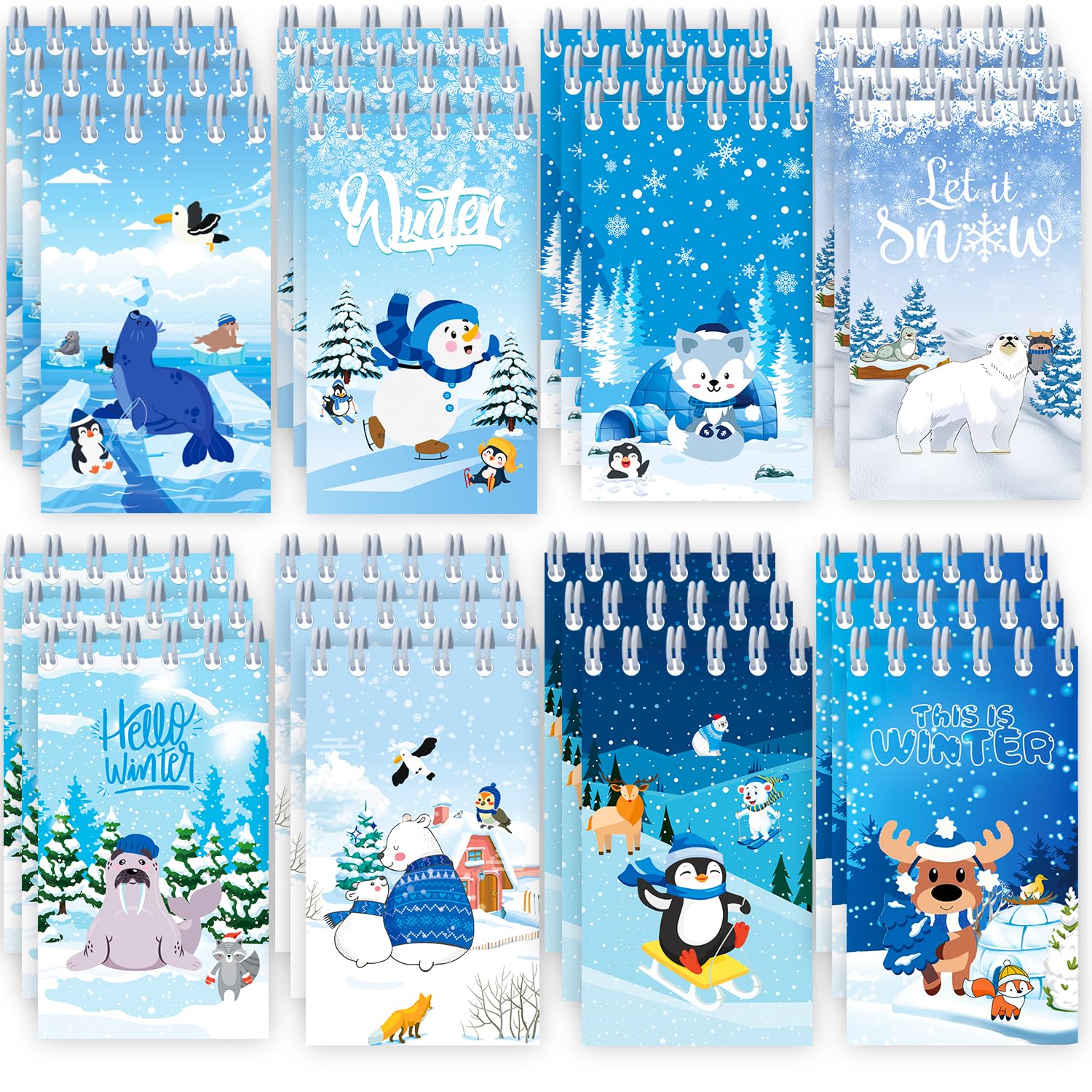 Mini carnets d'hiver ours polaires pingouin carnet de poche à spirale enfants cadeaux fête d'hiver