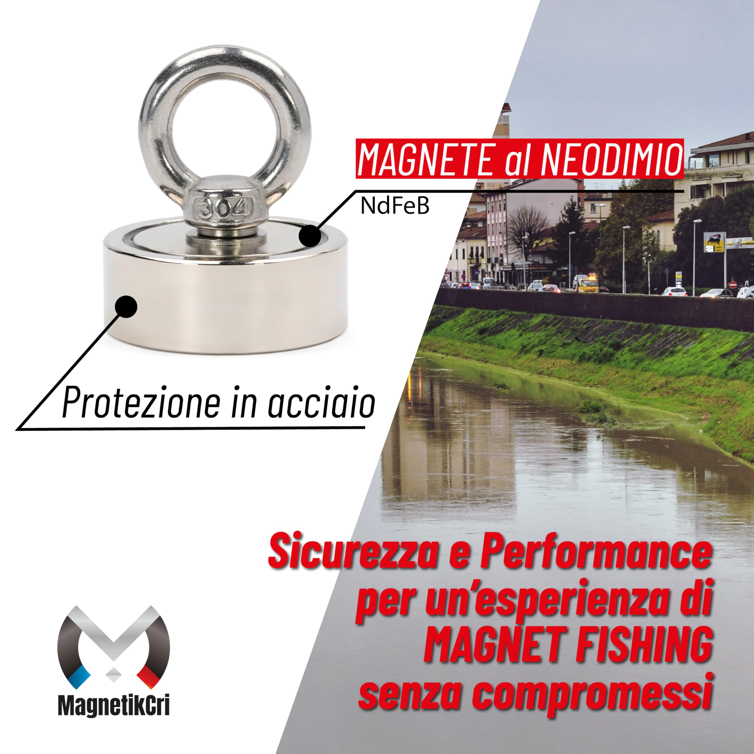 MagnetikCri - Magneti Neodimio, Con Protezione in Acciaio, Calamite Potenti Neodimio Con Capacità Di Carico 100Kg