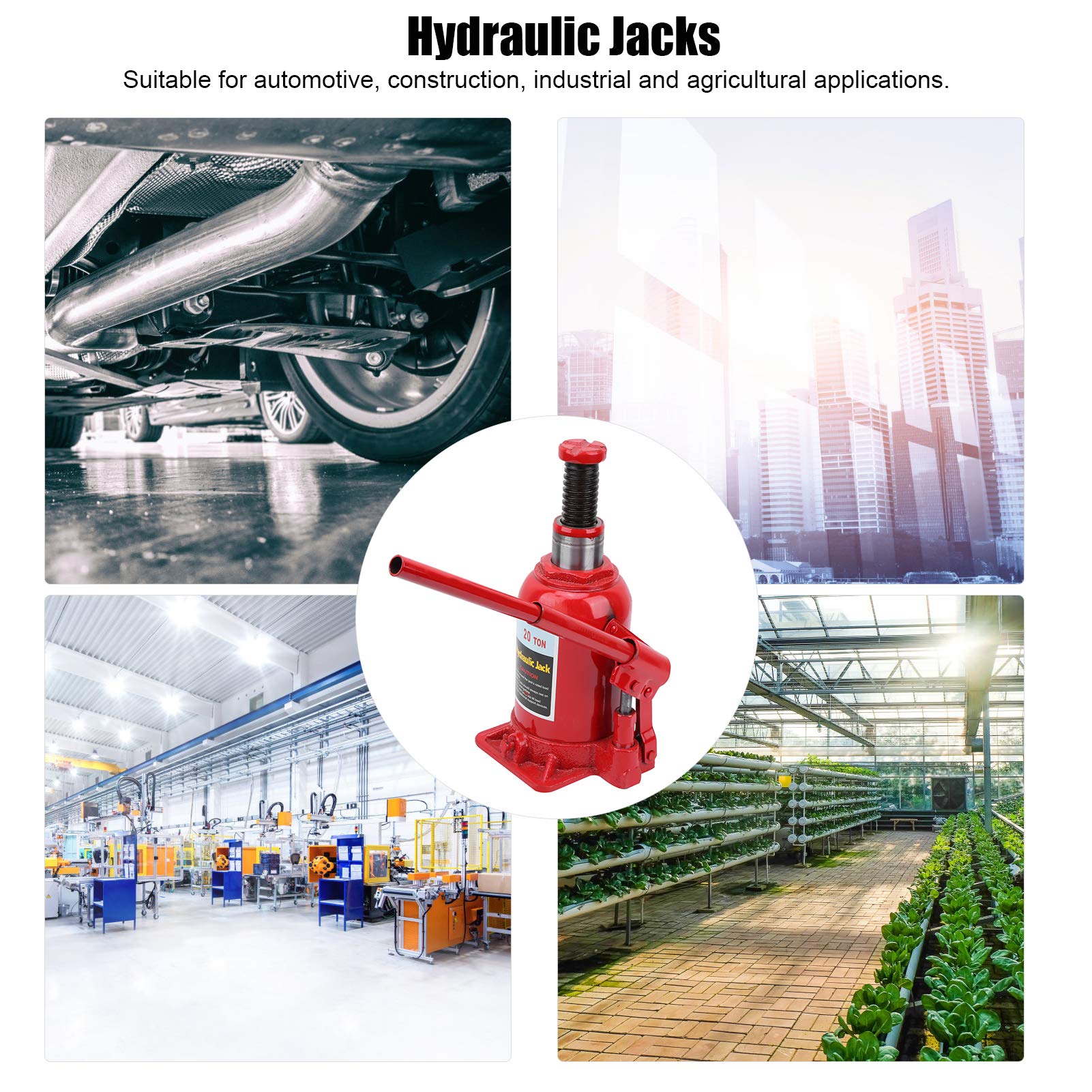GOTOTOP 20 Ton Hydraulic Bottle Jacks Construction Simple Non Slip with Wide Application for Automotive Industrial and Agricultural
