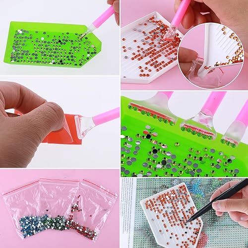 Miniatura 6 de DIVINA VITAE Juego de herramientas de pintura de bricolaje, kit de accesorios de dibujo de diamantes 5D con bolígrafos de arte de diamante, pinzas,