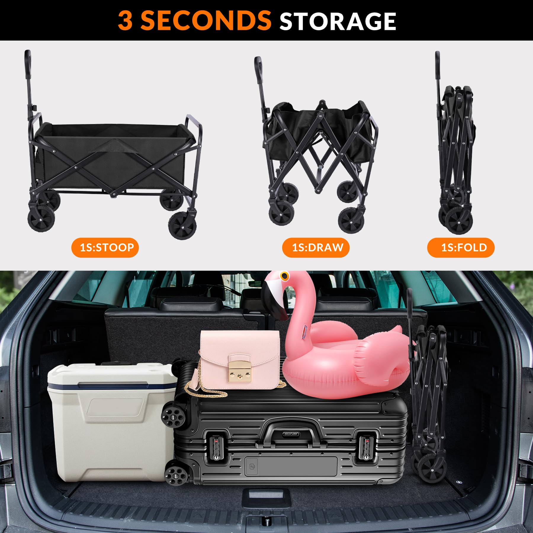 Amazon.co.jp: 折りたたみ式折りたたみ式ワゴンカート、ユーティリティ