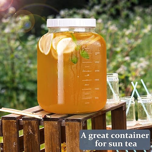 Miniatura 3 de Folinstall Tarro de vidrio transparente de boca ancha de 1 galón con tapa, tapa hermética de rosca resistente con junta de silicona, tarro de vidrio