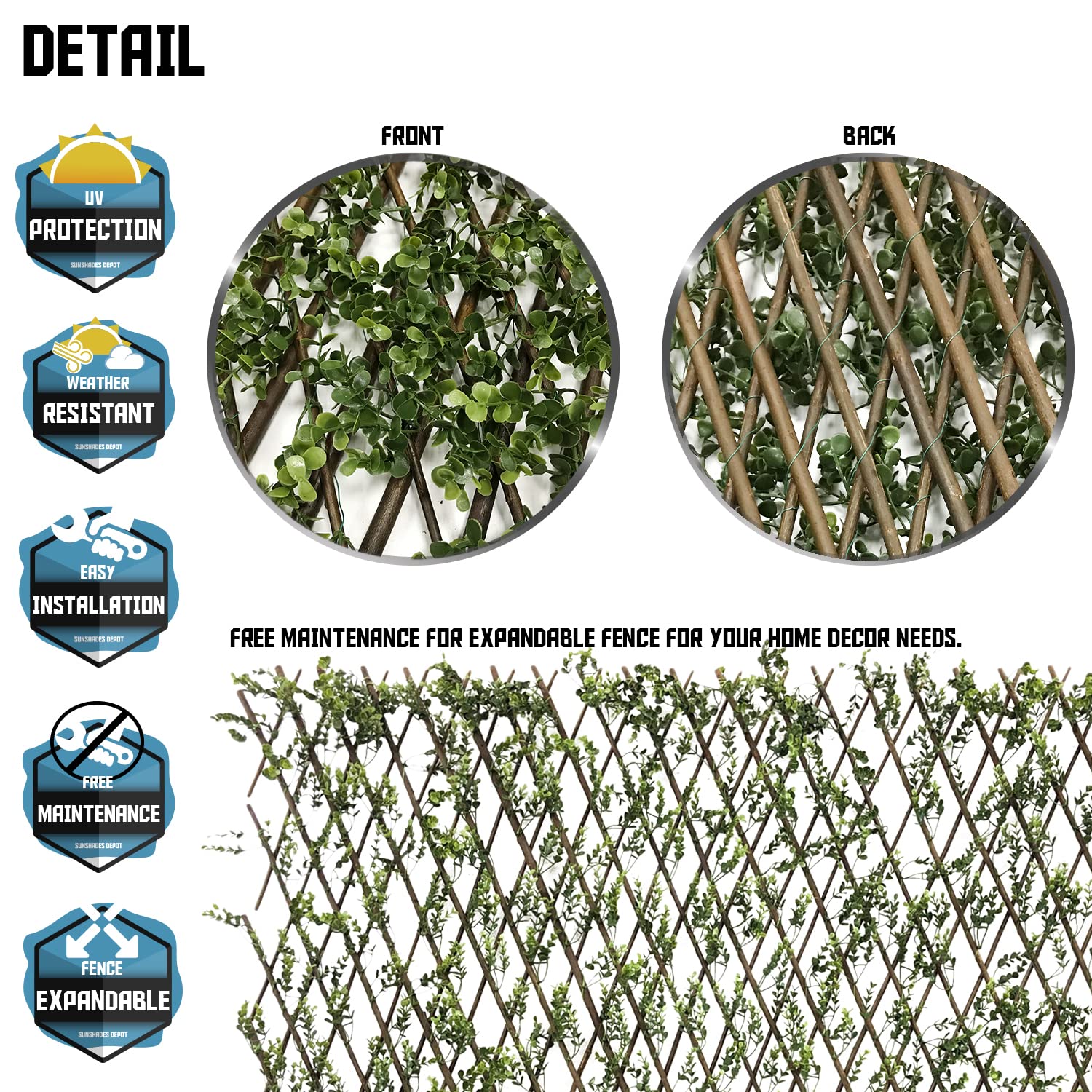 Artificial Leaf Faux Expandable Stretchable Privacy