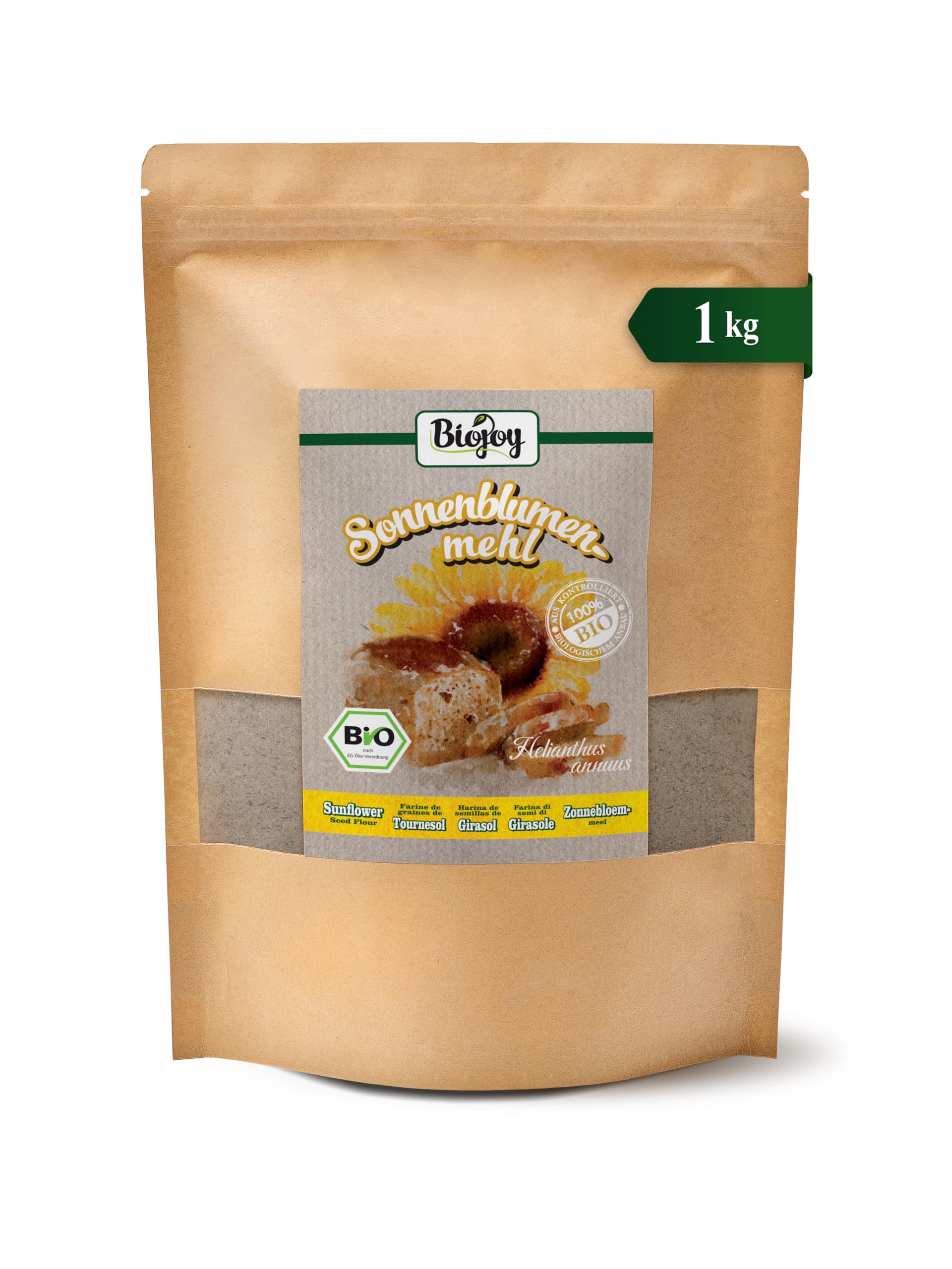 Biojoy Harina de Semillas de Girasol BÍO (1 kg), puro y natural, sin aditivos