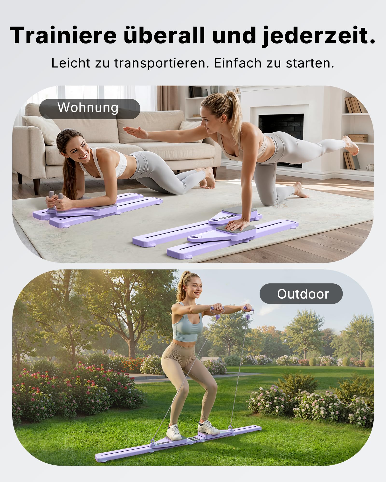 MERACH Pilates Reformer – Pilates Board Multifunktions Reformer für Pilates mit Widerstandsbändern zählen und Kniepolster, 120 KG klappbar, Fitnessgeräte für Zuhause Bauchtrainer für Zuhause