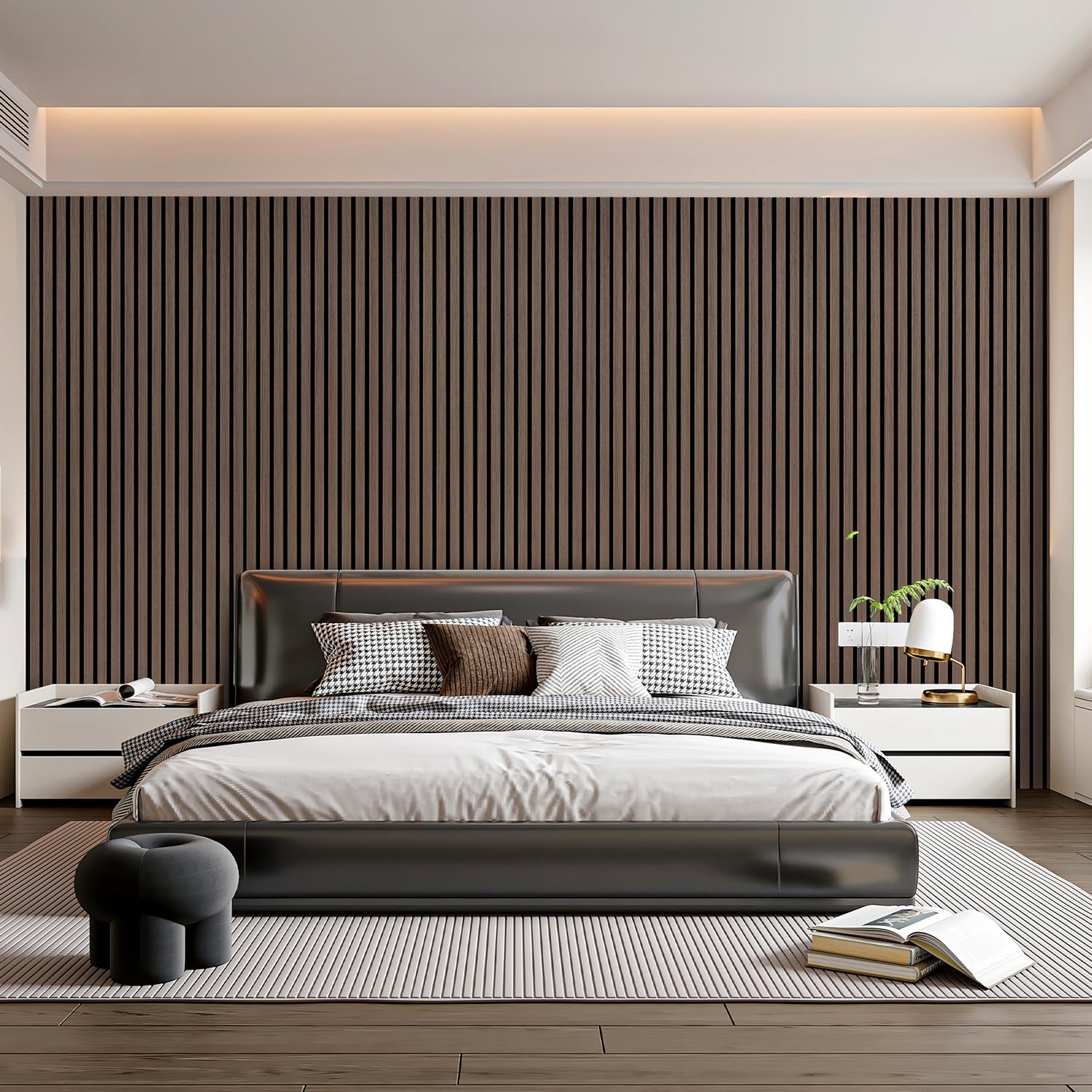 Paneles acústicos de madera, 120 x 60 cm (0,72 m²), autoadhesivos, paneles de pared 3D en aspecto de madera para aislamiento acústico y decoración, paneles de madera para salón, oficinas