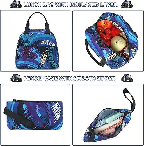 Miniatura 6 de Mochila infantil para la escuela niños y niñas bolsa de libros para preescolar con caja de almuerzo juego de estuche para lápices de primaria jardín