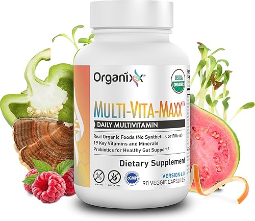 Organixx Multivitamínico vegano para mujeres y hombres, con vitamina C, D3, complejo de vitamina B, probióticos, frutas y verduras orgánicas, apoya