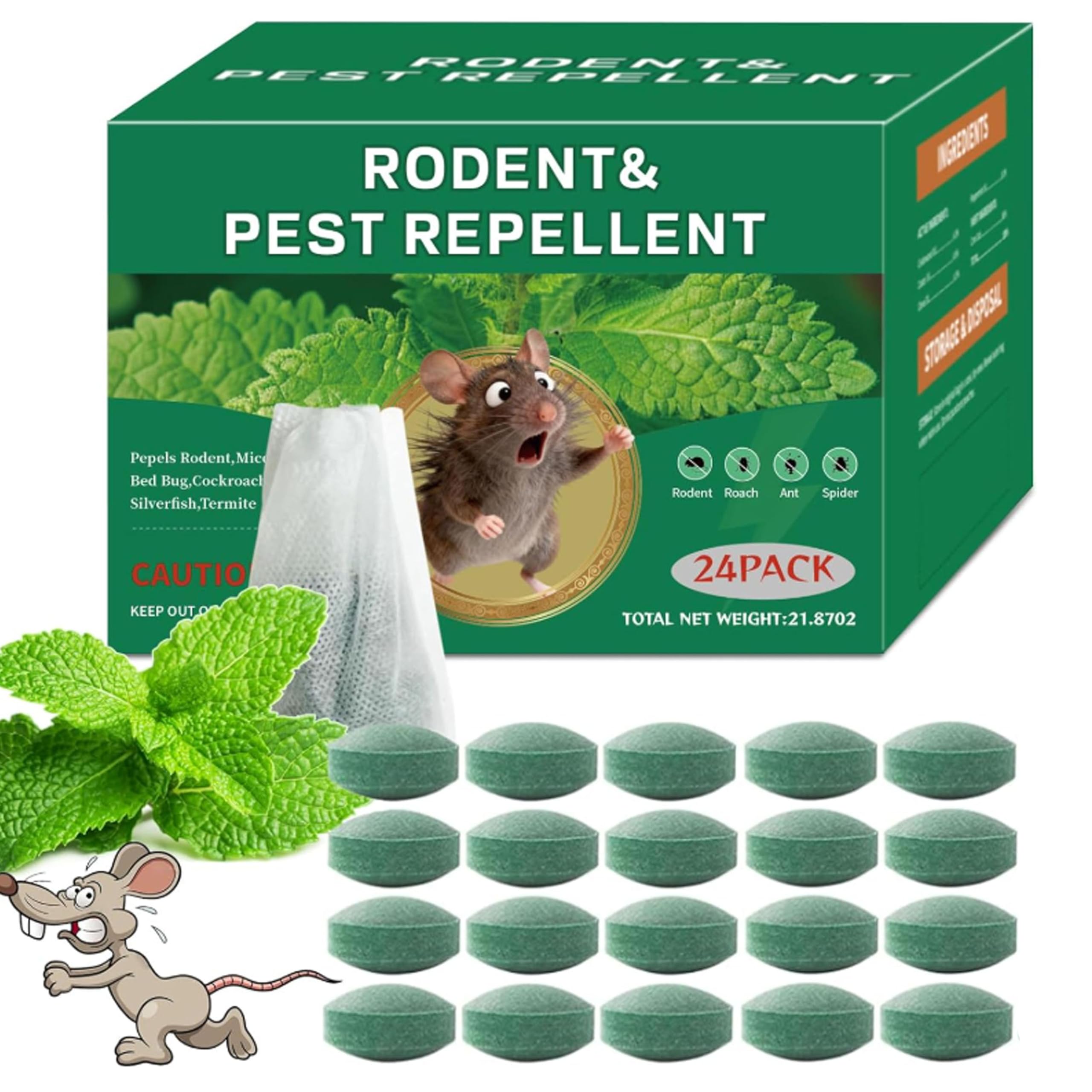 Mouse Rodent Repellent, 24 Pack Natural Rodent Repellent Balls Peppermint Oil for Mice, Mouse, Rats, Squirrel, Indoor/Outdoor Pest Control for Home, Kitchen, Garage, Garden, Caravan