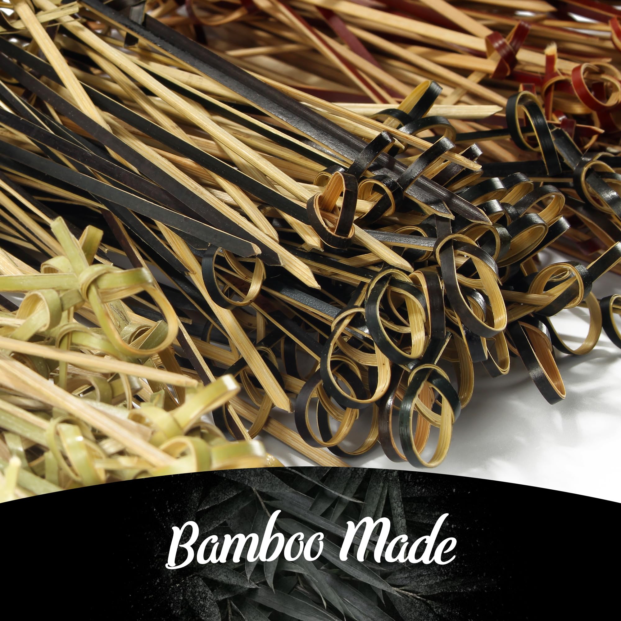 BambooMN Lot de 1000 brochettes en bambou Noir 9,9 cm